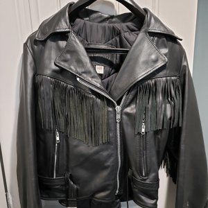 Women's Heavy Leather Jacket, Size Medium